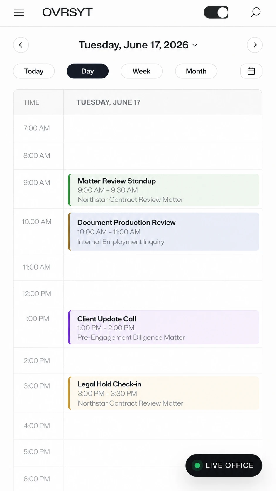 Mobile Schedule mobile interface