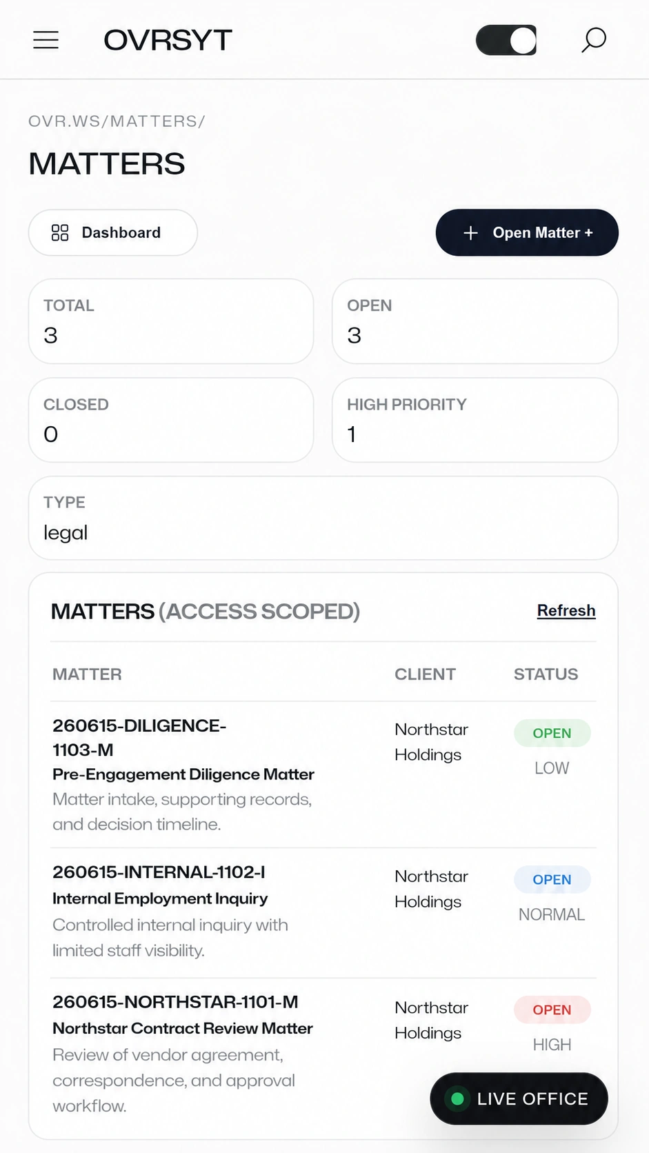 Mobile Matter View mobile interface